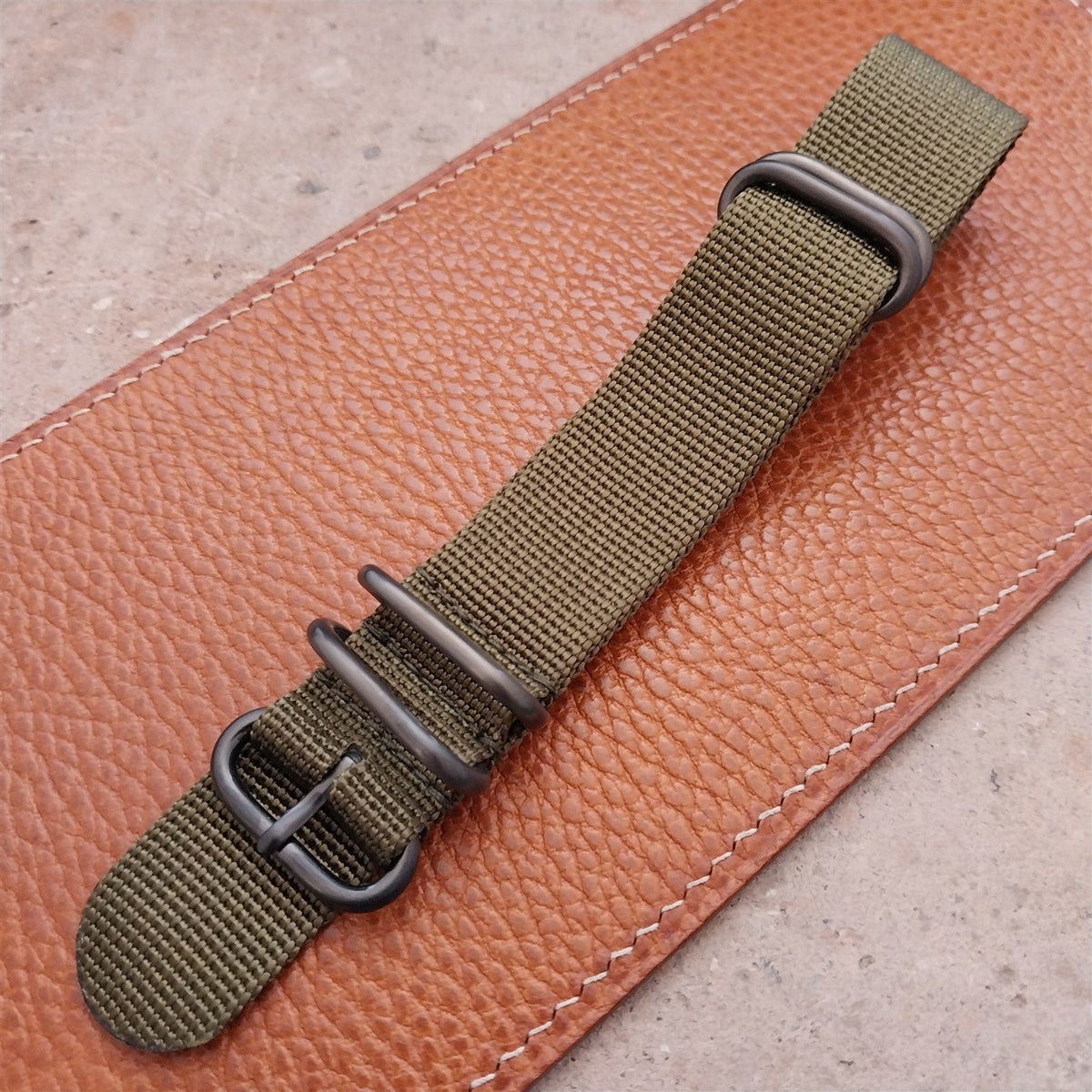 22mm OD Green Maratac 4 Ring Zulu Watch Strap & Black Buckle