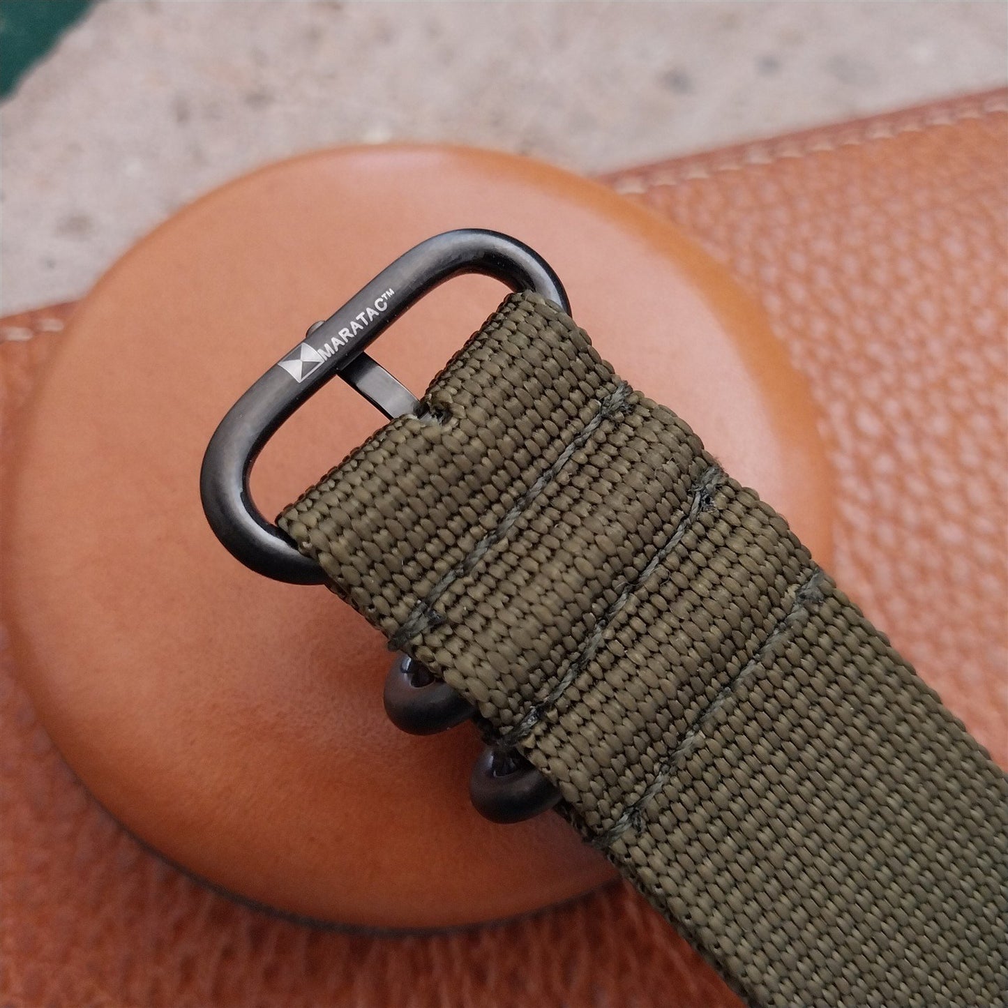 22mm OD Green Maratac 4 Ring Zulu Watch Strap & Black Buckle