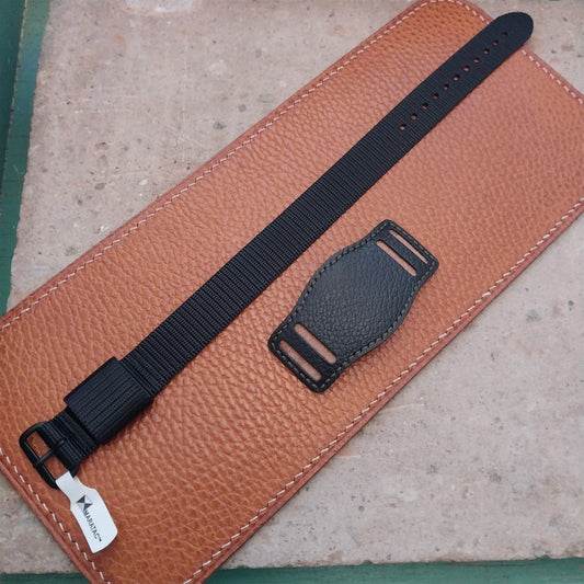 Vintage Style Leather Bund Pad & 16mm Maratac Nylon Watch Strap