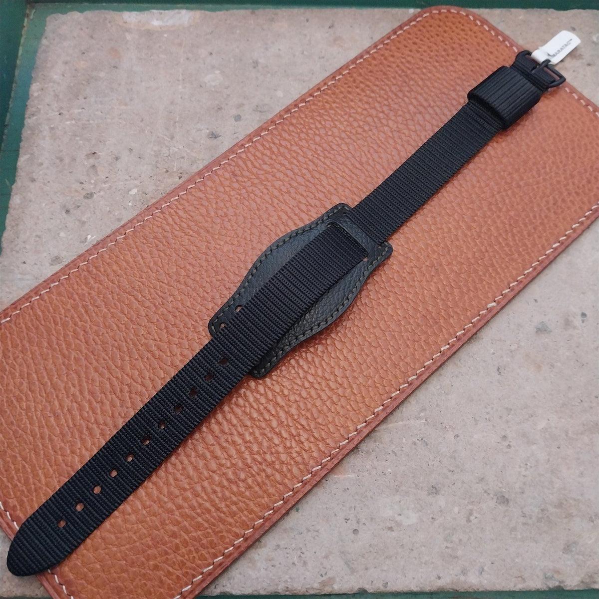 Vintage Style Leather Bund Pad & 16mm Maratac Nylon Watch Strap