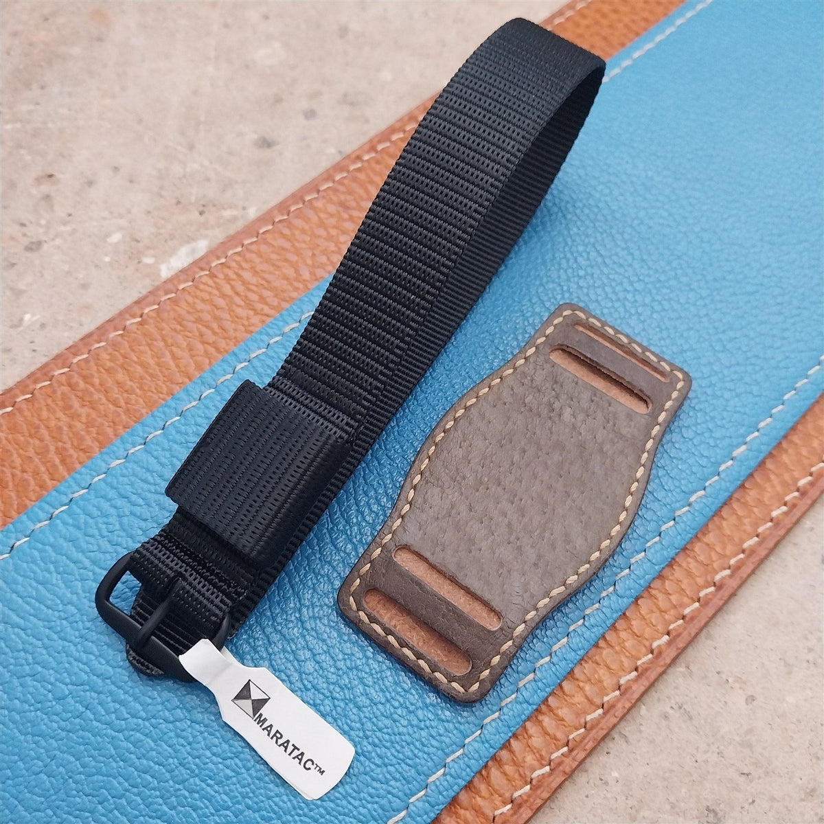 Vintage Style Pigskin Slip-Thru Pad & 16mm Maratac Nylon Watch Strap