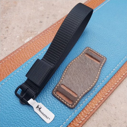 Vintage Style Pigskin Slip-Thru Pad & 16mm Maratac Nylon Watch Strap