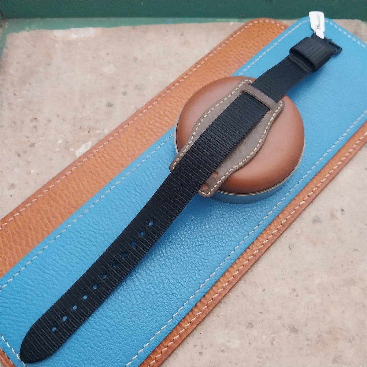 Vintage Style Pigskin Slip-Thru Pad & 16mm Maratac Nylon Watch Strap