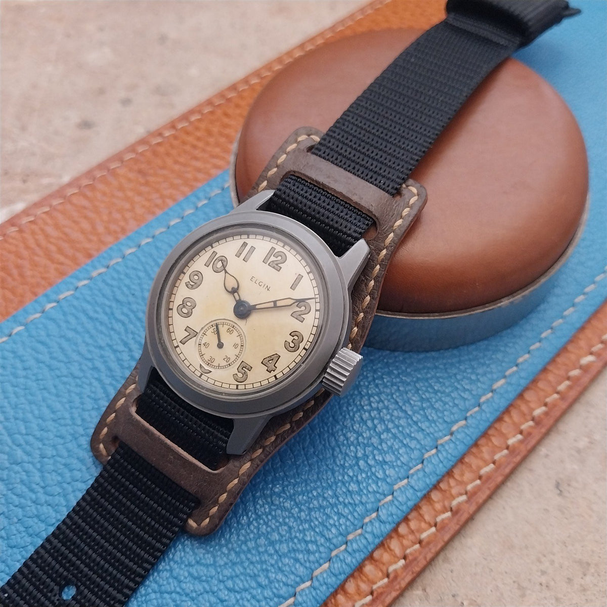Vintage Style Pigskin Slip-Thru Pad & 16mm Maratac Nylon Watch Strap