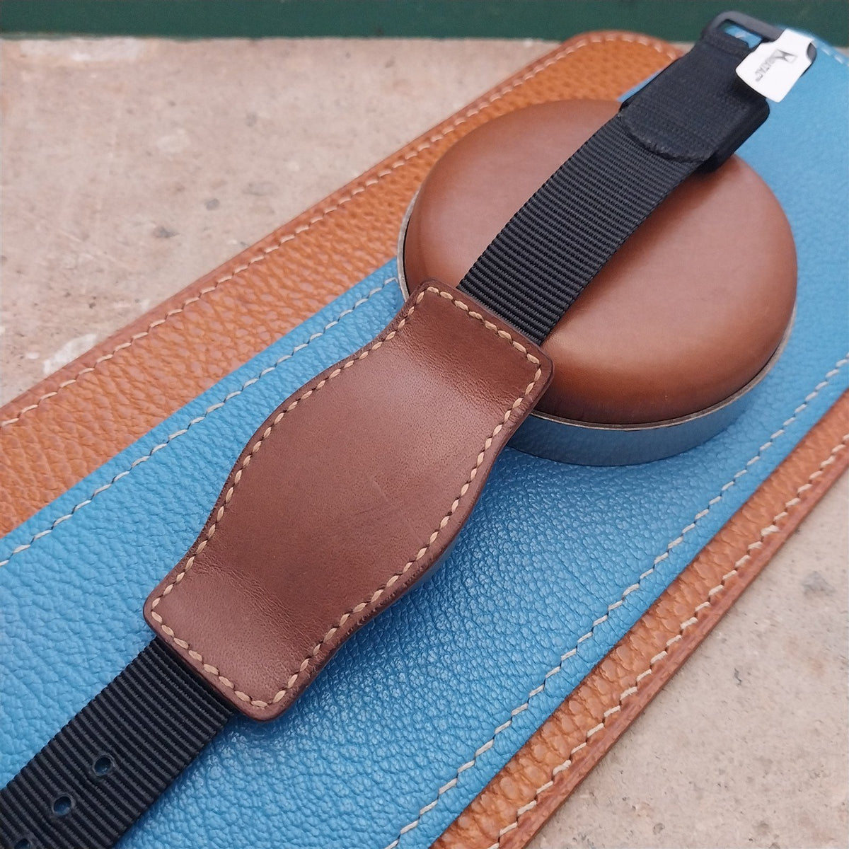 Vintage Style Pigskin Slip-Thru Pad & 16mm Maratac Nylon Watch Strap