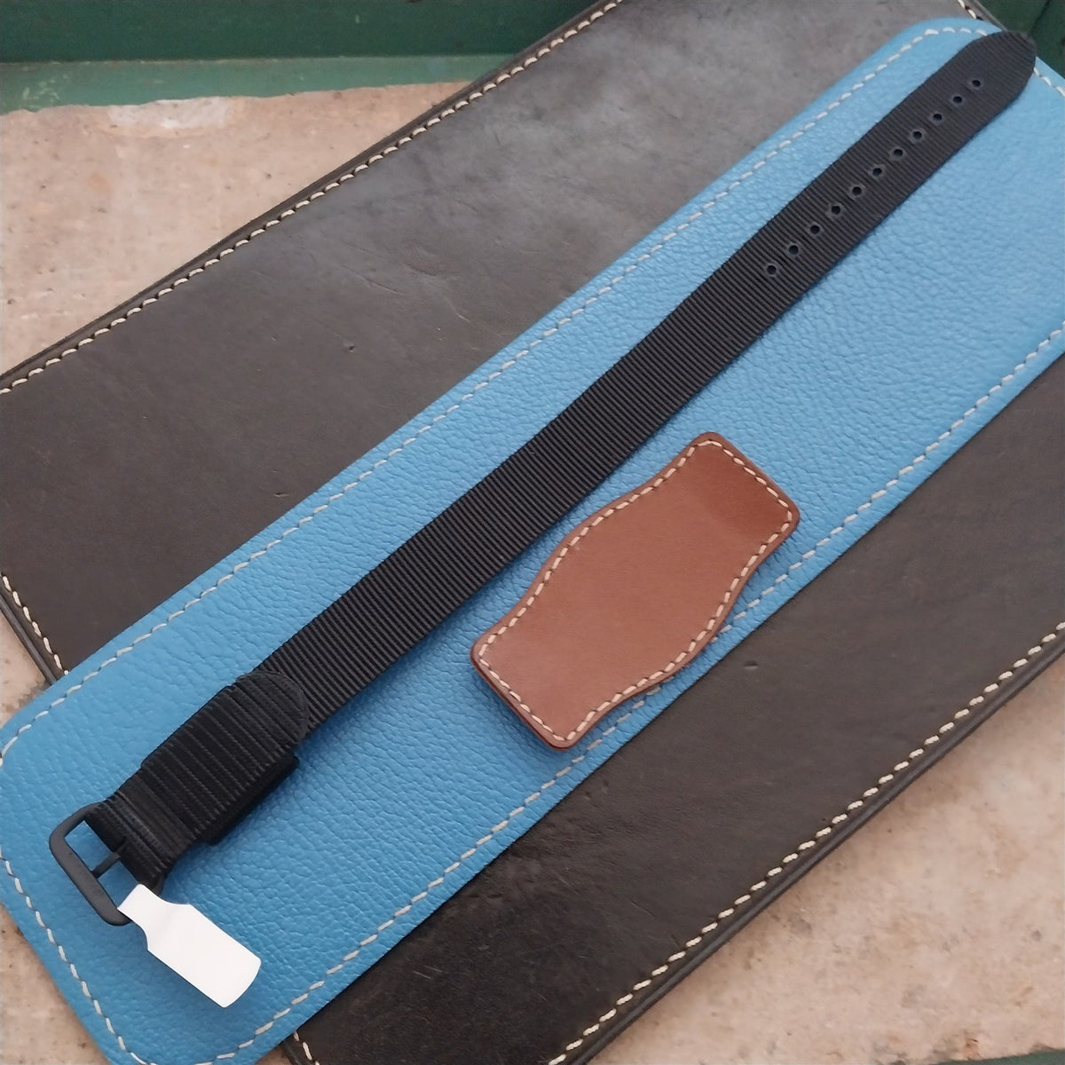 Vintage Style Leather Bund Pad & 16mm Maratac Nylon Watch Strap