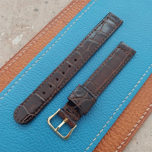 14mm Hamilton Alligator Vintage Watch Strap & Gold Filled Logo Buckle