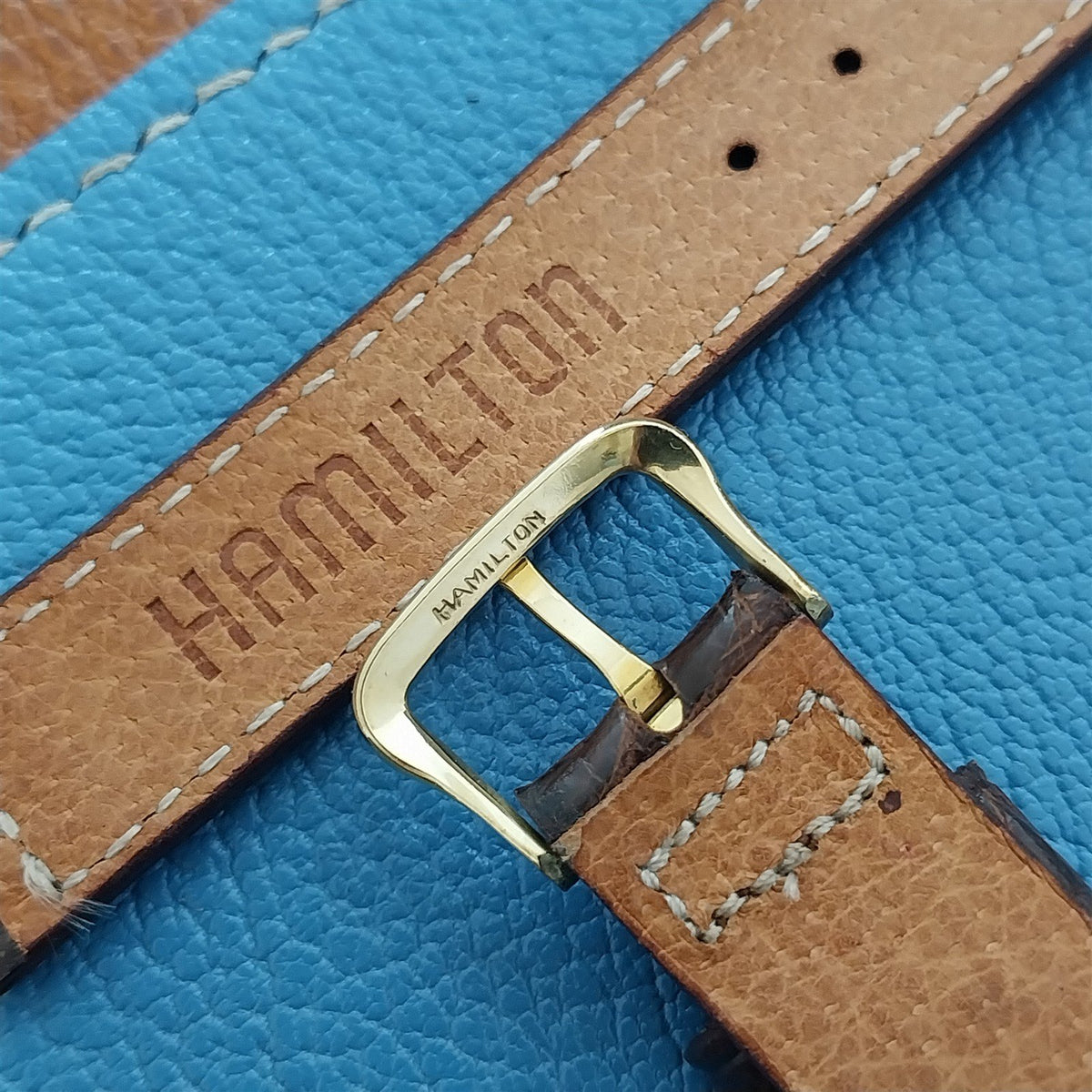 14mm Hamilton Alligator Vintage Watch Strap & Gold Filled Logo Buckle
