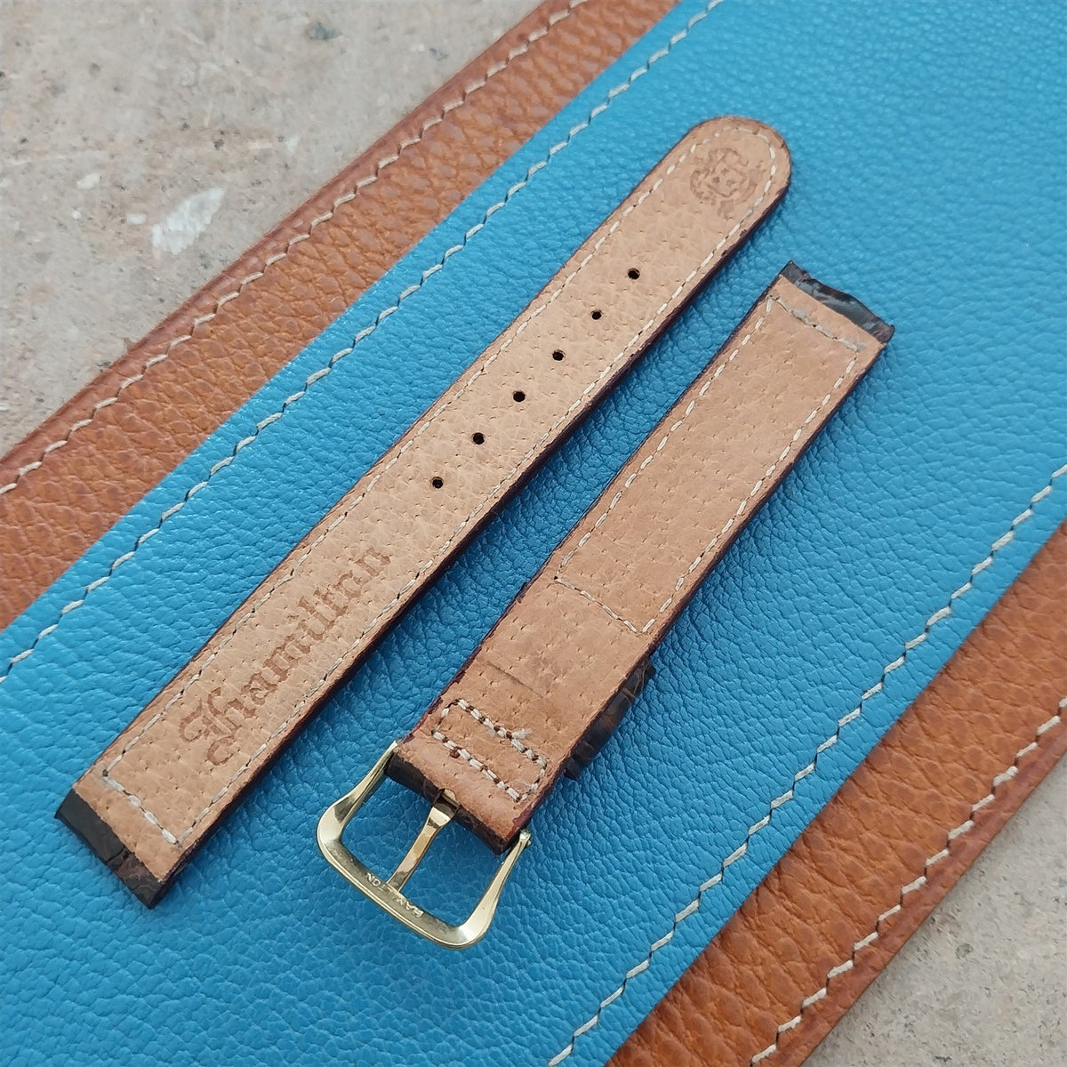 14mm Hamilton Alligator Vintage Watch Strap & Gold Filled Logo Buckle