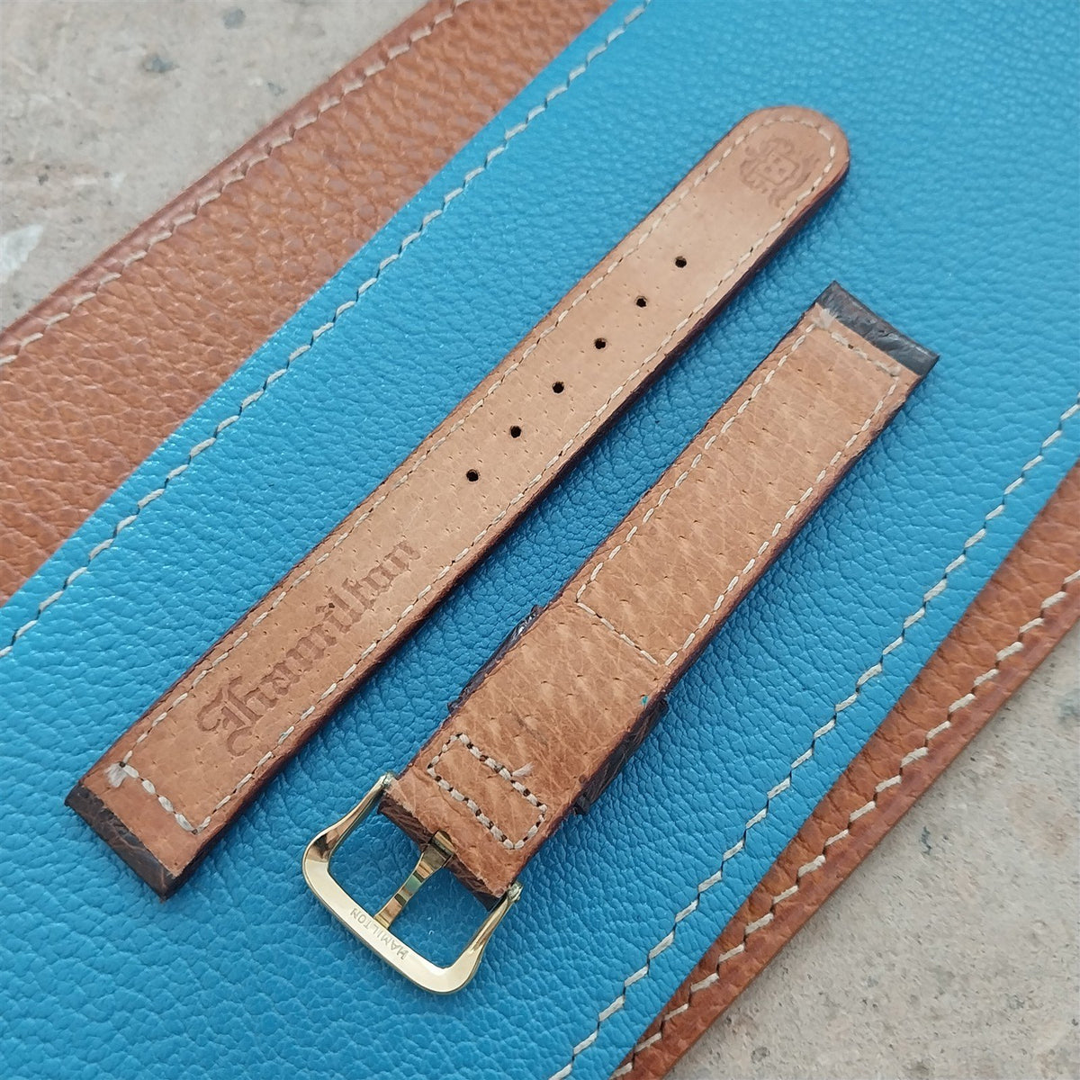 9/16" Hamilton Alligator Vintage Watch Strap & Gold Filled Logo Buckle