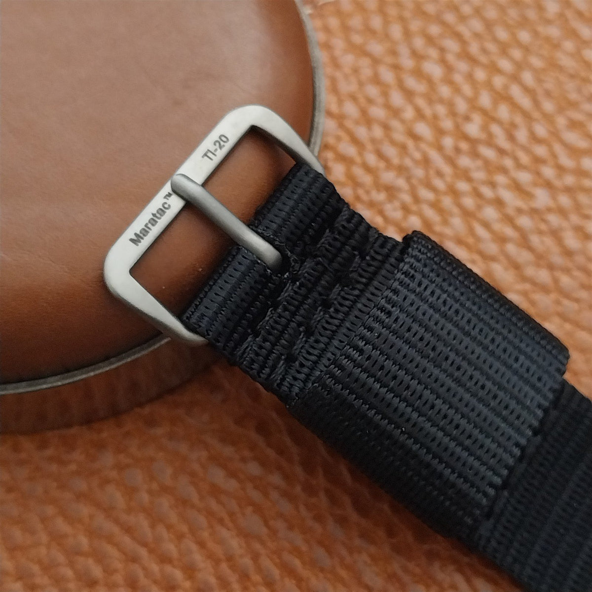 20mm Titanium Maratac Mil Series Black Nylon Single-Pass Watch Strap