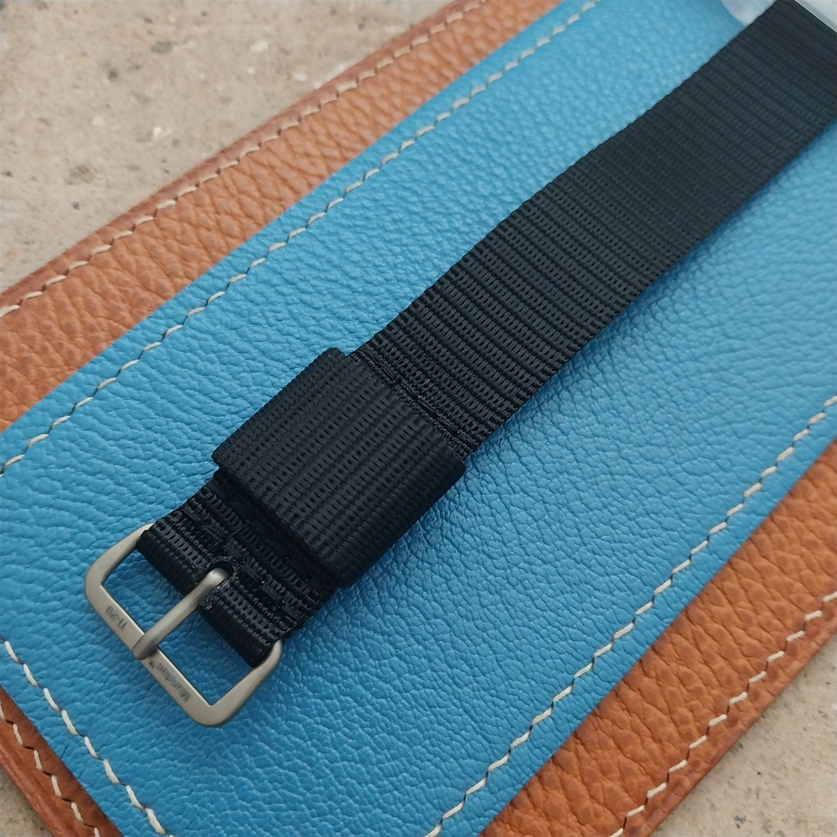 20mm Titanium Maratac Mil Series Black Nylon Single-Pass Watch Strap