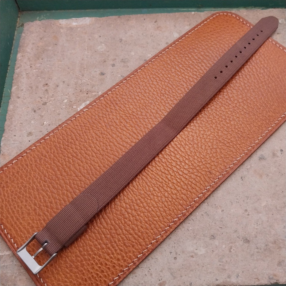 16mm RAF Style Brown Nylon Single-Pass Field Watch Strap