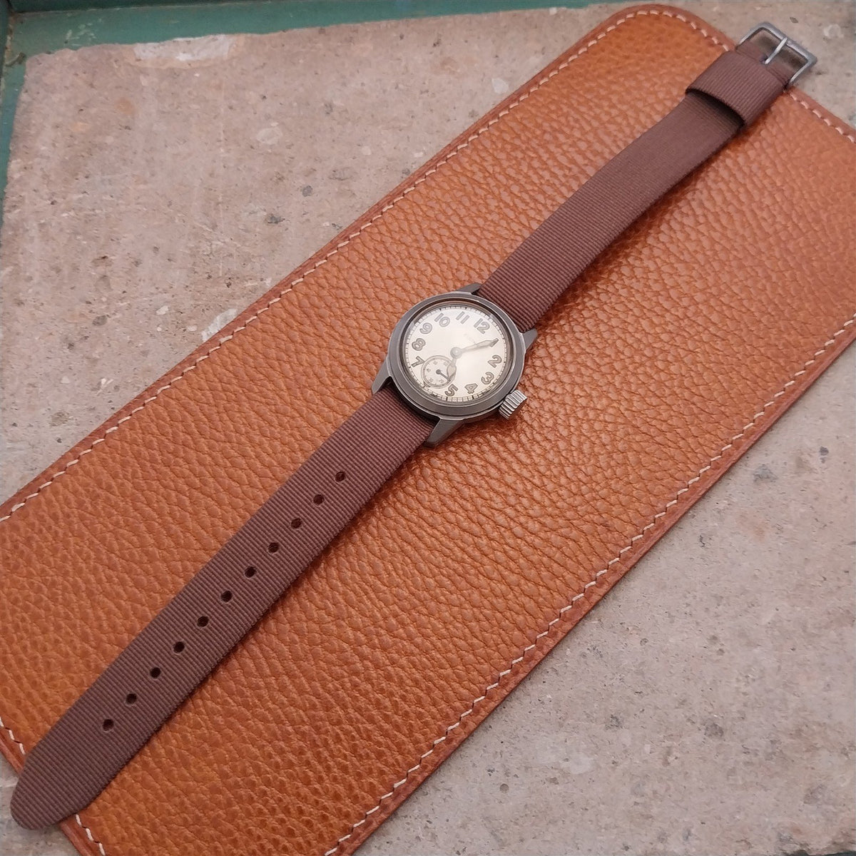16mm RAF Style Brown Nylon Single-Pass Field Watch Strap