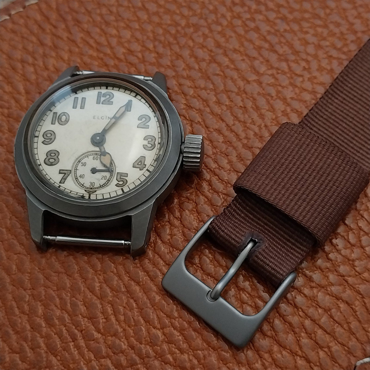 16mm RAF Style Brown Nylon Single-Pass Field Watch Strap
