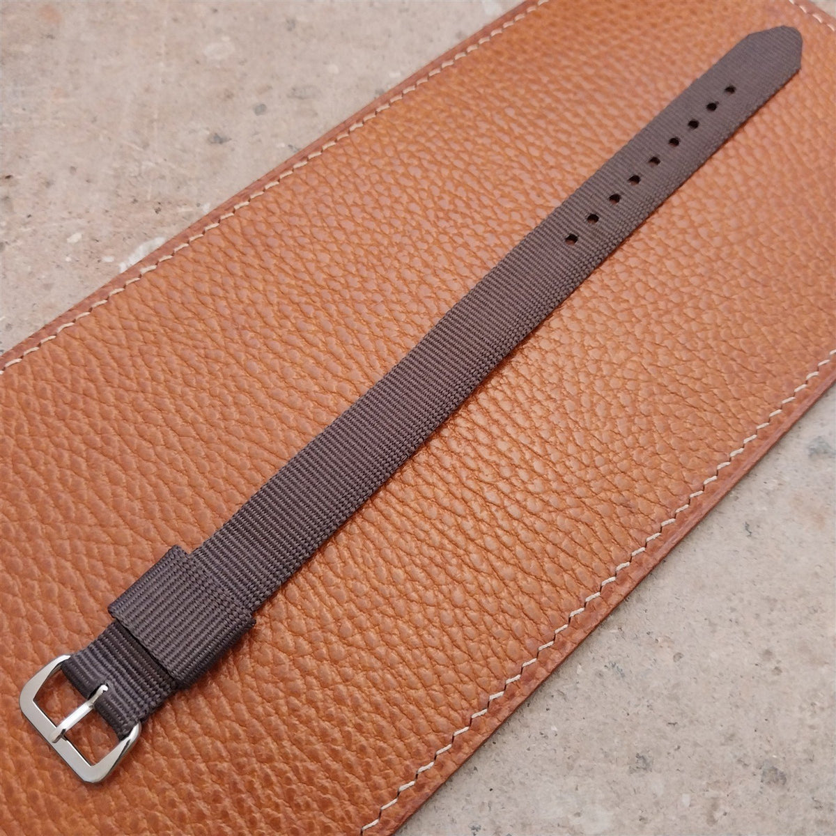 14mm RAF Style Brown Nylon Single-Pass Field Watch Strap