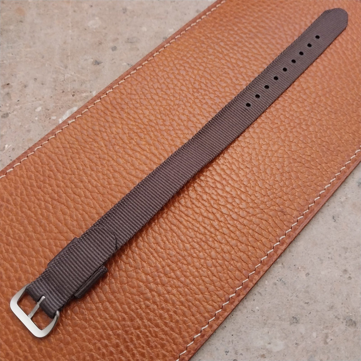 14mm RAF Style Brown Nylon Single-Pass Field Watch Strap