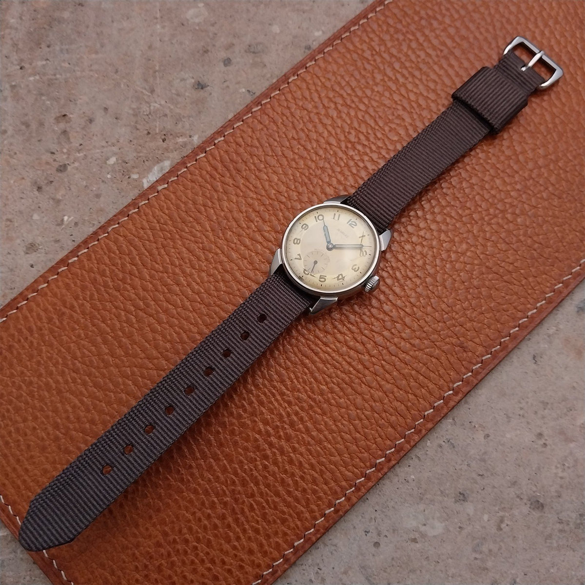 14mm RAF Style Brown Nylon Single-Pass Field Watch Strap