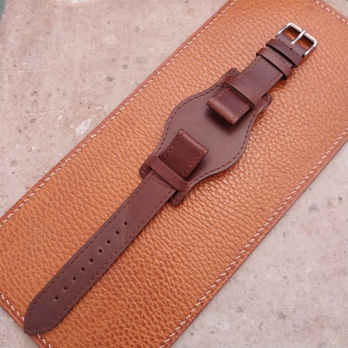 18mm Brown Leather Bund Aviator Pilot Watch Strap
