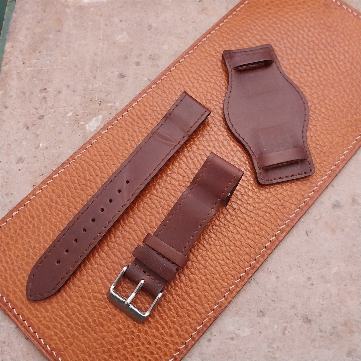 18mm Brown Leather Bund Aviator Pilot Watch Strap