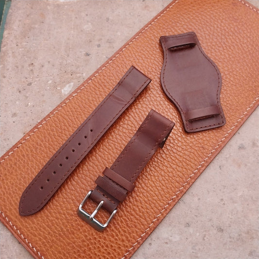 18mm Brown Leather Bund Aviator Pilot Watch Strap
