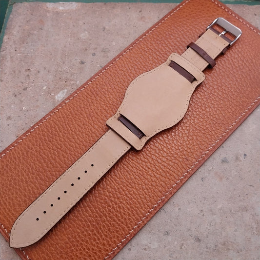 22mm Brown Leather Bund Aviator Pilot Watch Strap