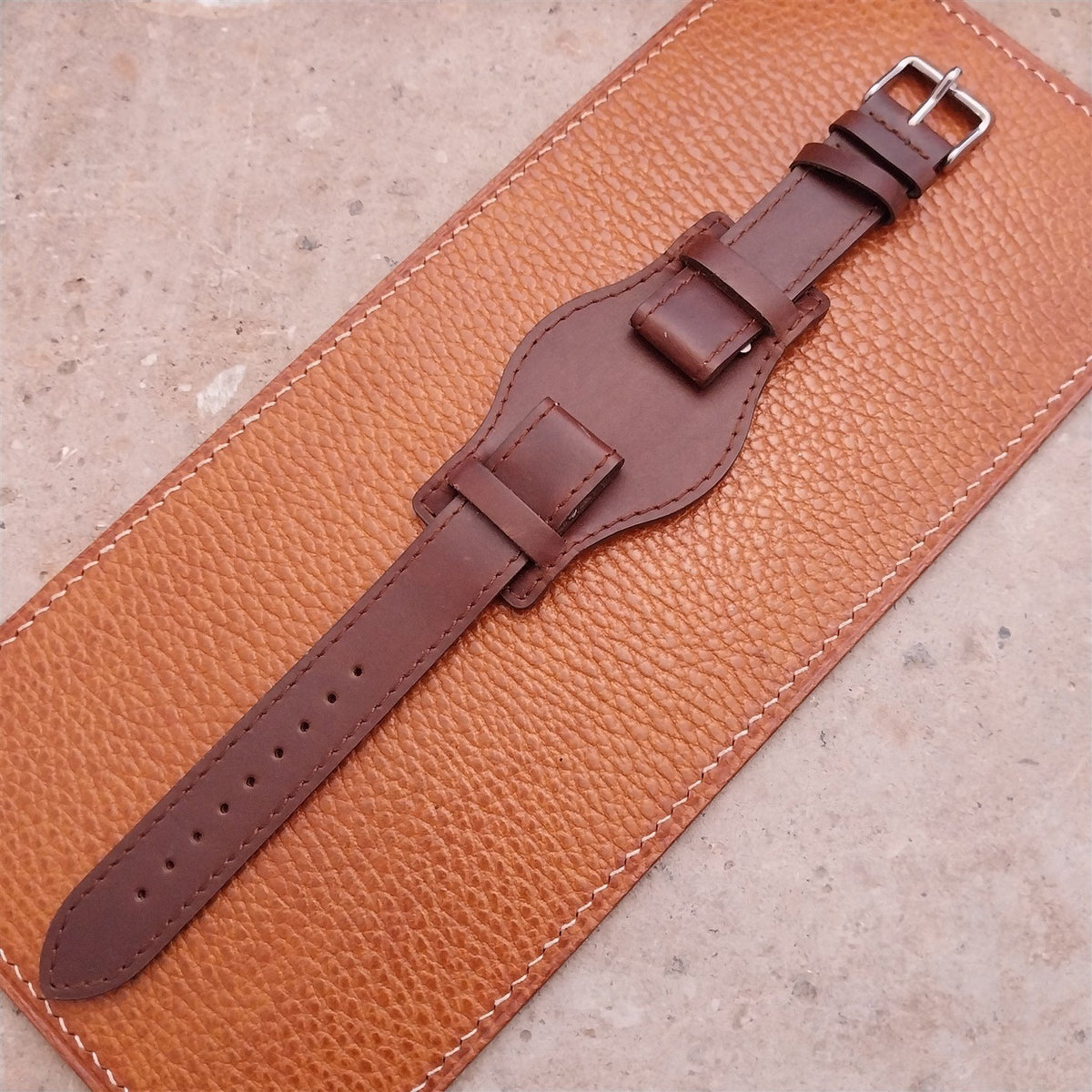 18mm Brown Leather Bund Aviator Pilot Watch Strap