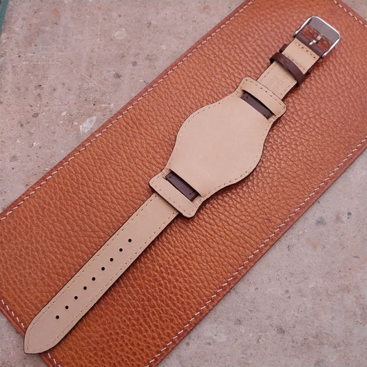 18mm Brown Leather Bund Aviator Pilot Watch Strap