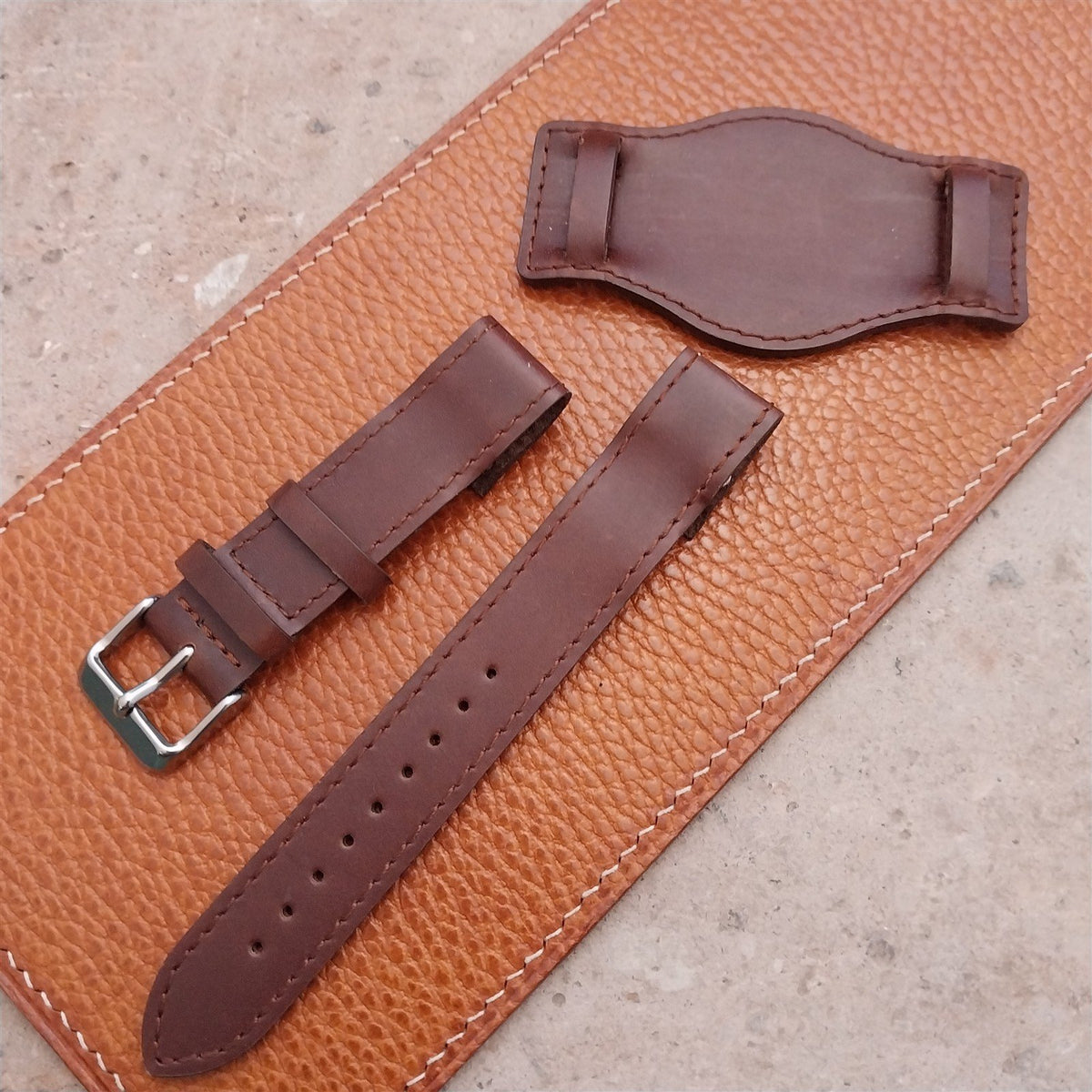18mm Brown Leather Bund Aviator Pilot Watch Strap