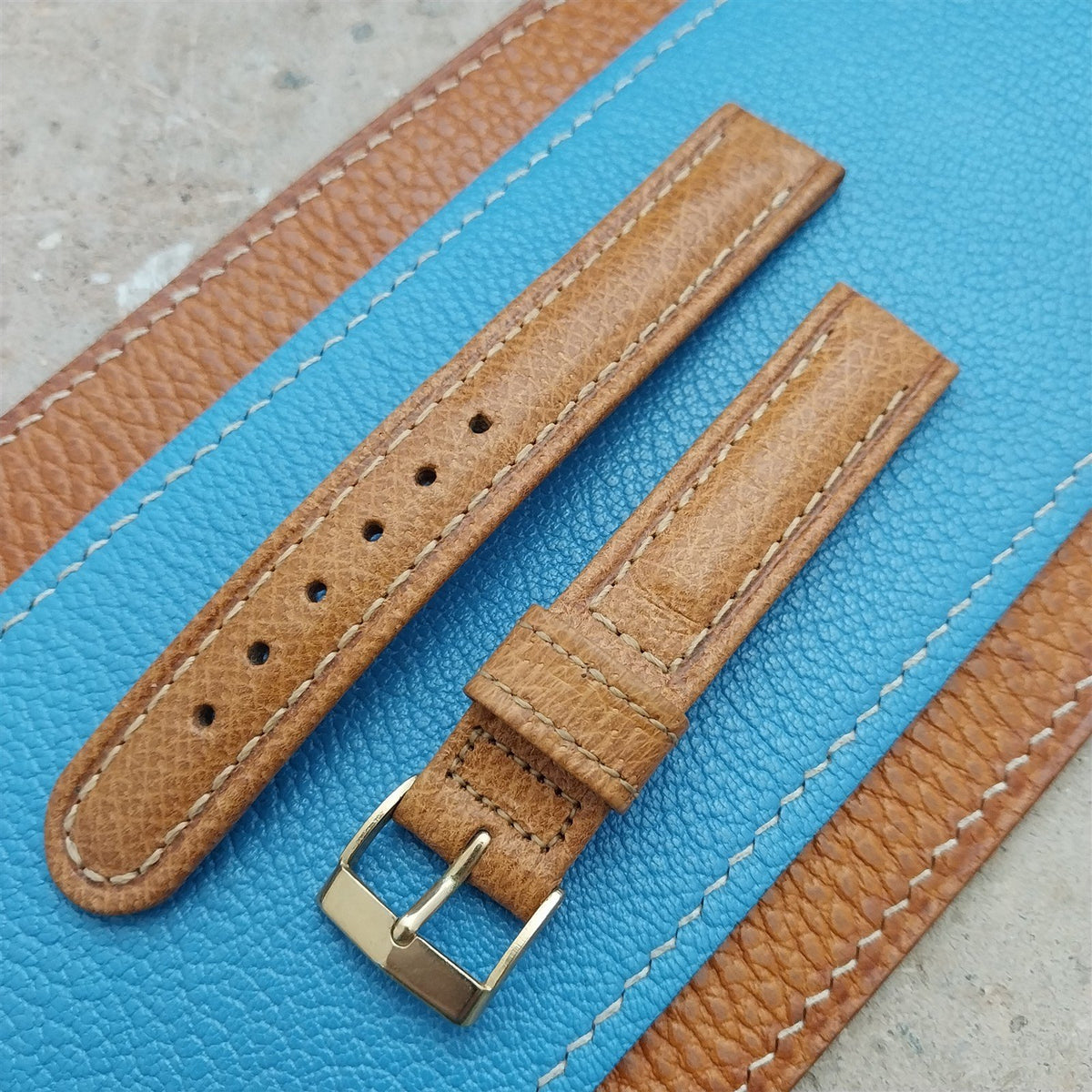 16mm T&C Rolled Edge Pigskin 1950s Vintage Watch Strap