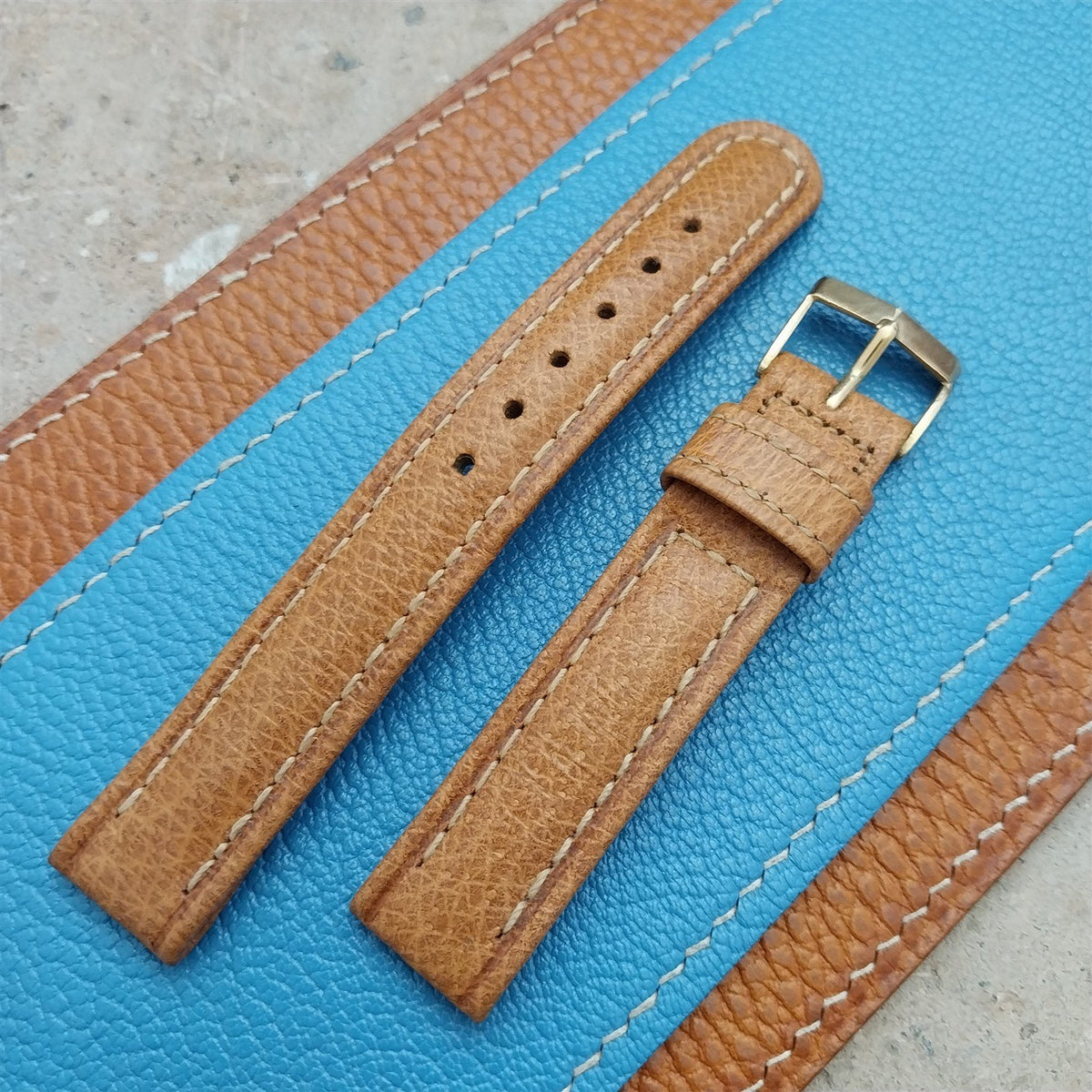 16mm T&C Rolled Edge Pigskin 1950s Vintage Watch Strap