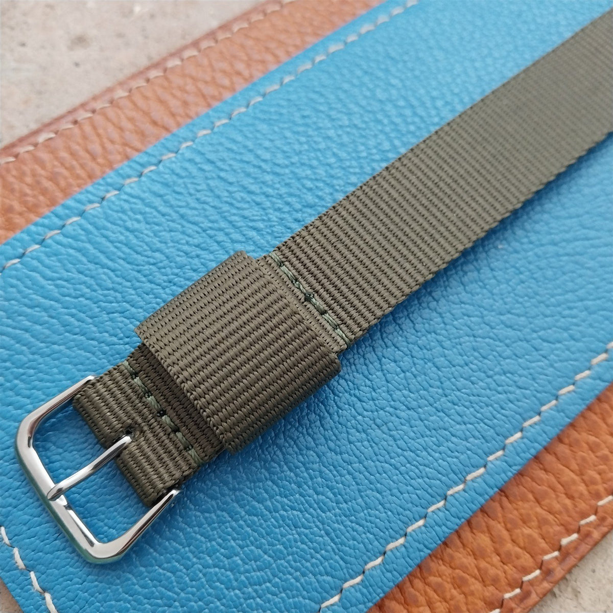 18mm RAF Style OD Green Nylon Single-Pass Field Watch Strap
