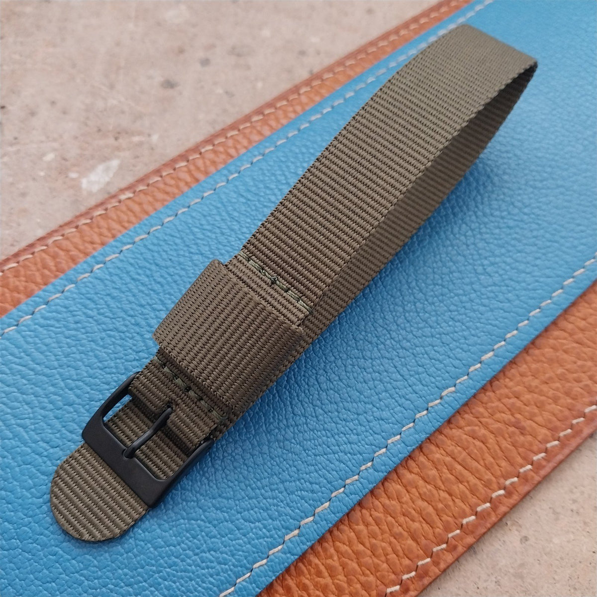 18mm RAF Style OD Green Nylon Single-Pass Field Watch Strap