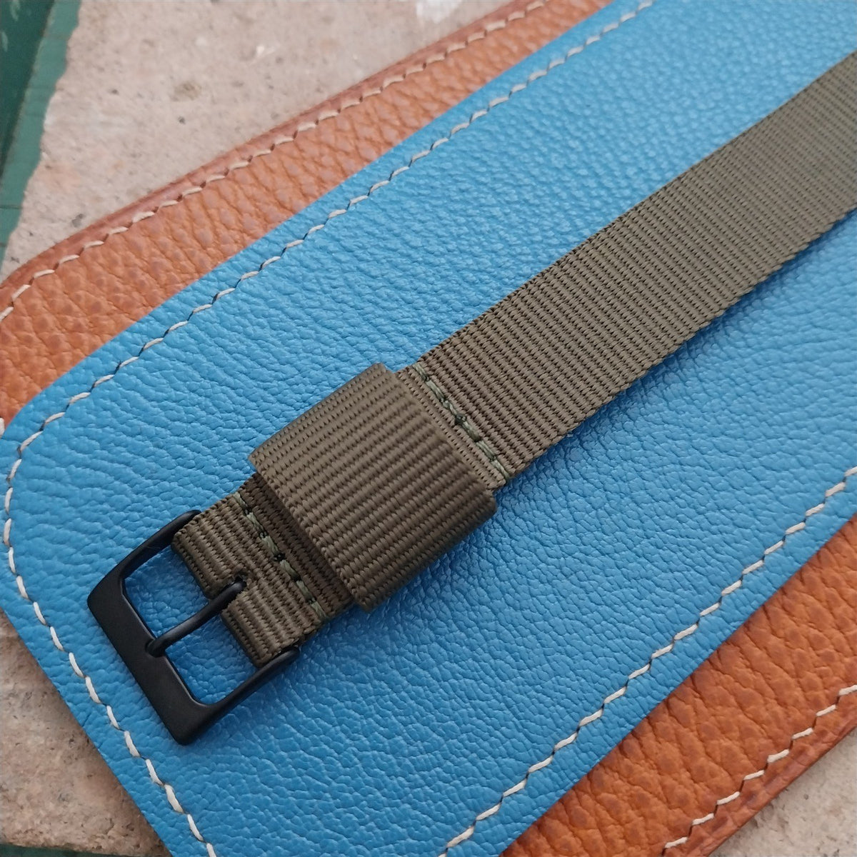 18mm RAF Style OD Green Nylon Single-Pass Field Watch Strap