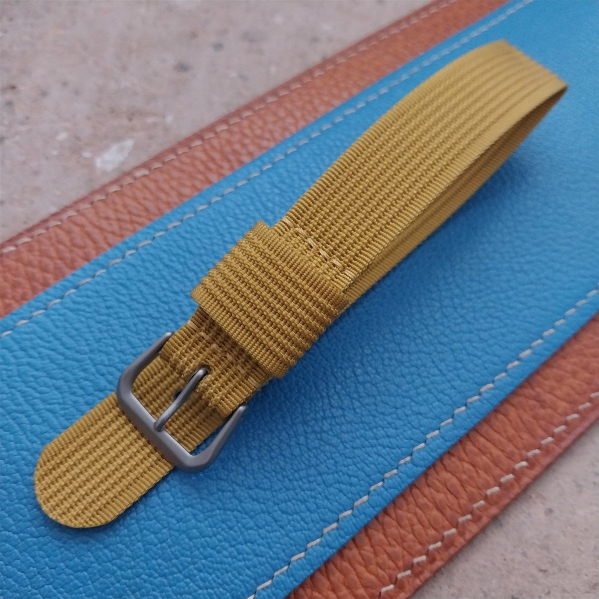 18mm RAF Mustard Yellow Ribbed Nylon Single-Pass Field Watch Strap