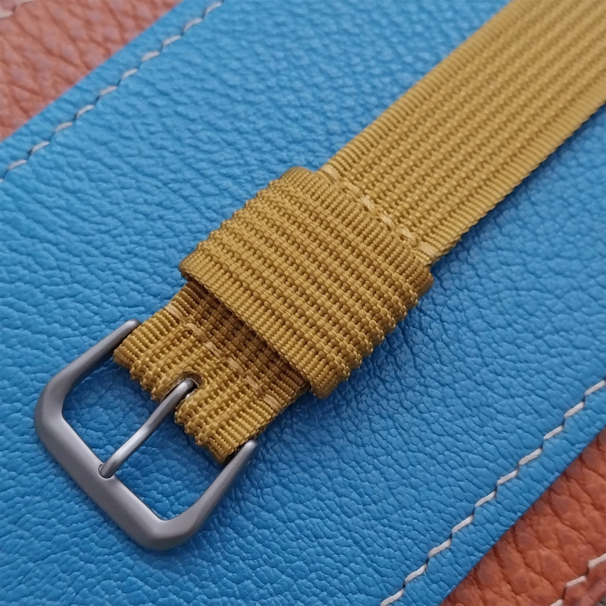 18mm RAF Mustard Yellow Ribbed Nylon Single-Pass Field Watch Strap