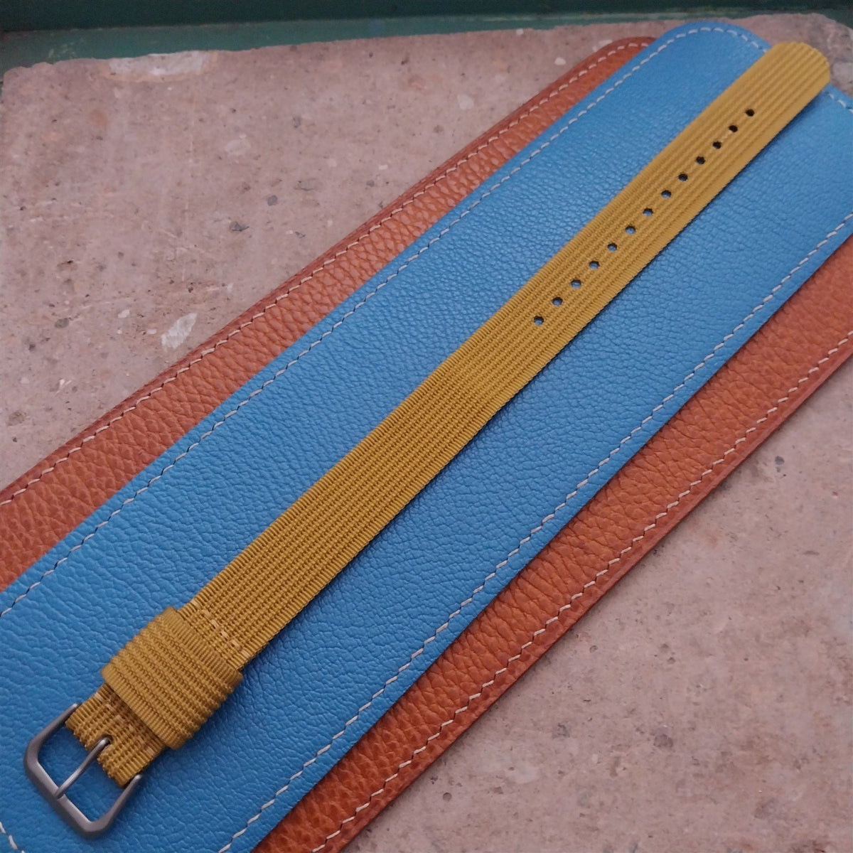 18mm RAF Mustard Yellow Ribbed Nylon Single-Pass Field Watch Strap