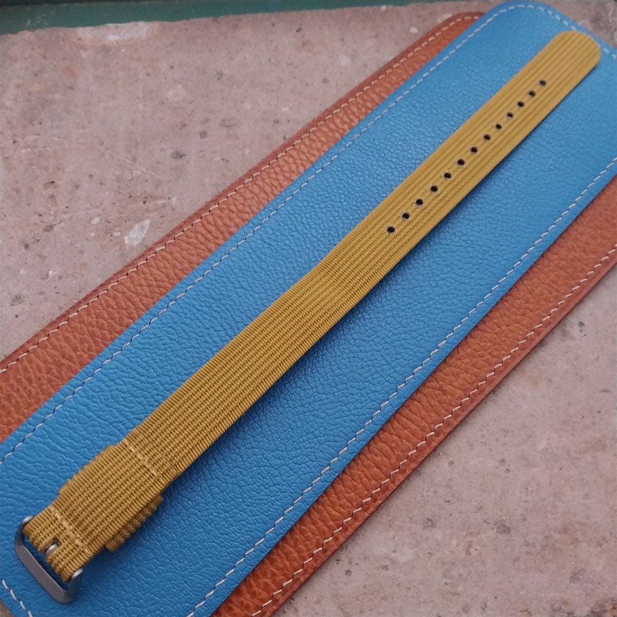 18mm RAF Mustard Yellow Ribbed Nylon Single-Pass Field Watch Strap