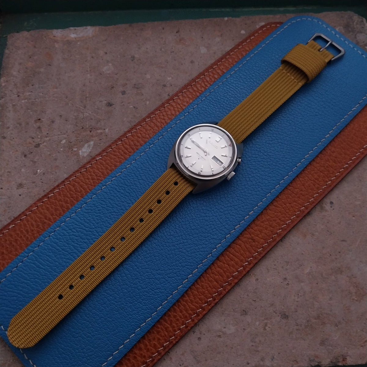 18mm RAF Mustard Yellow Ribbed Nylon Single-Pass Field Watch Strap