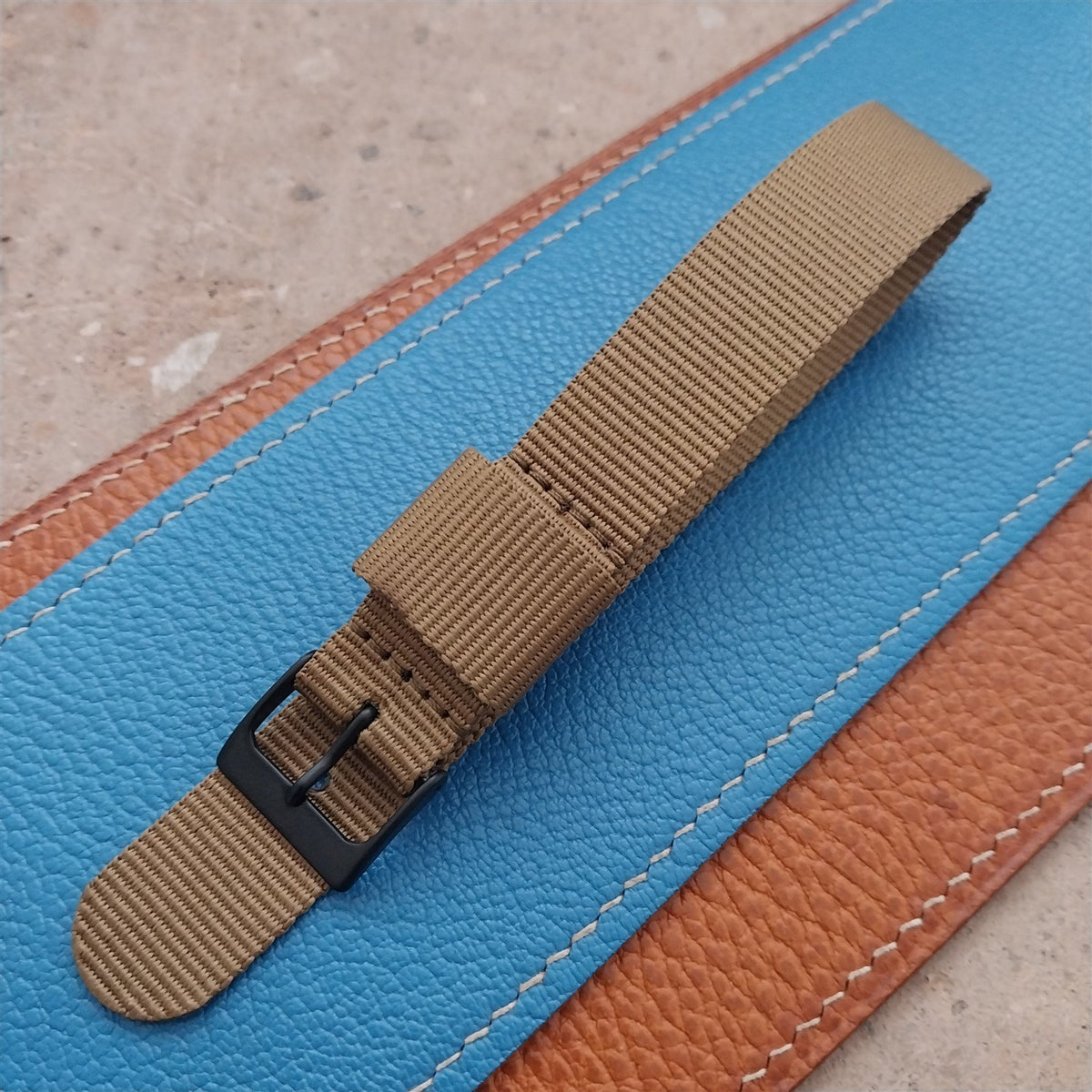 18mm RAF Style Khaki Nylon Single-Pass Field Watch Strap