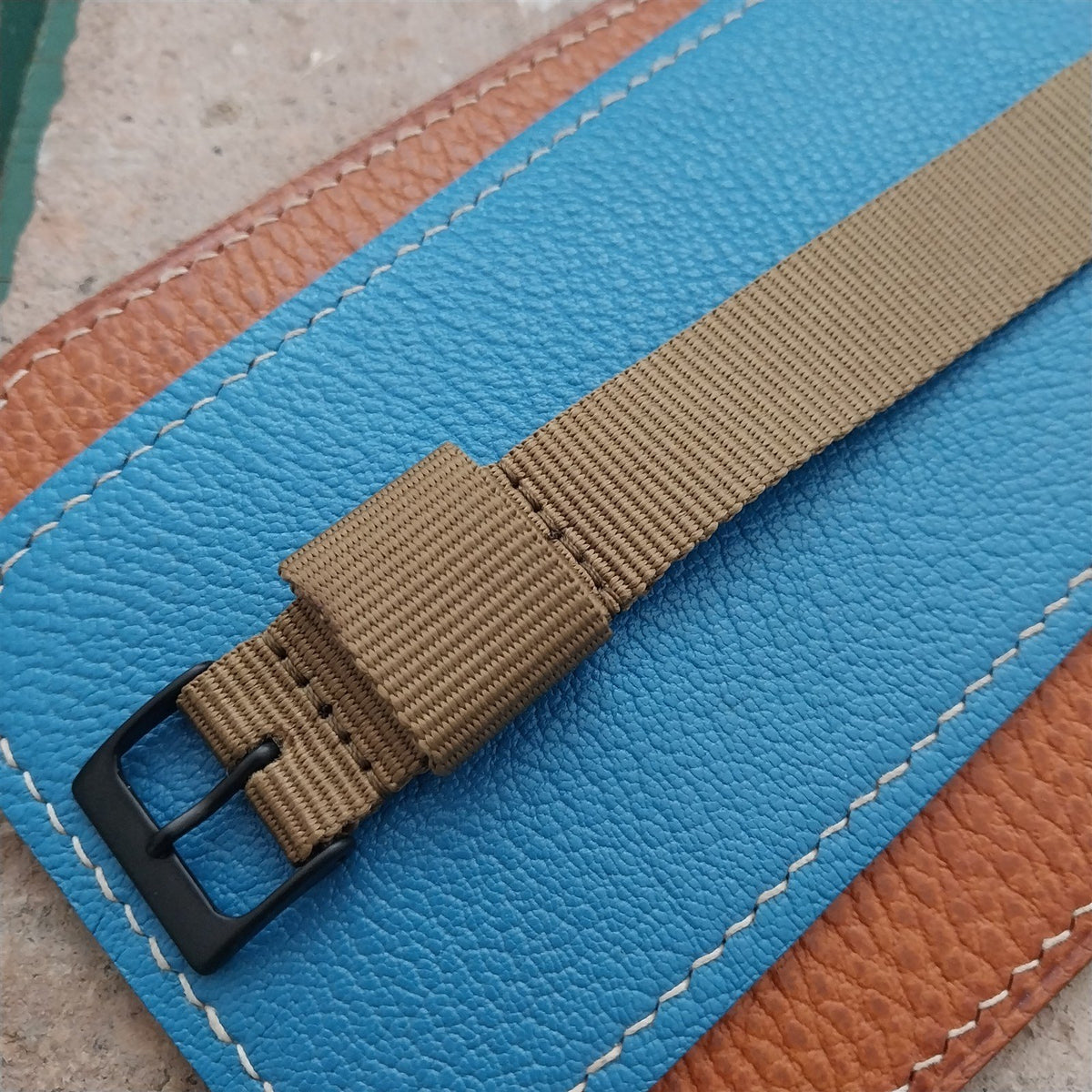 18mm RAF Style Khaki Nylon Single-Pass Field Watch Strap