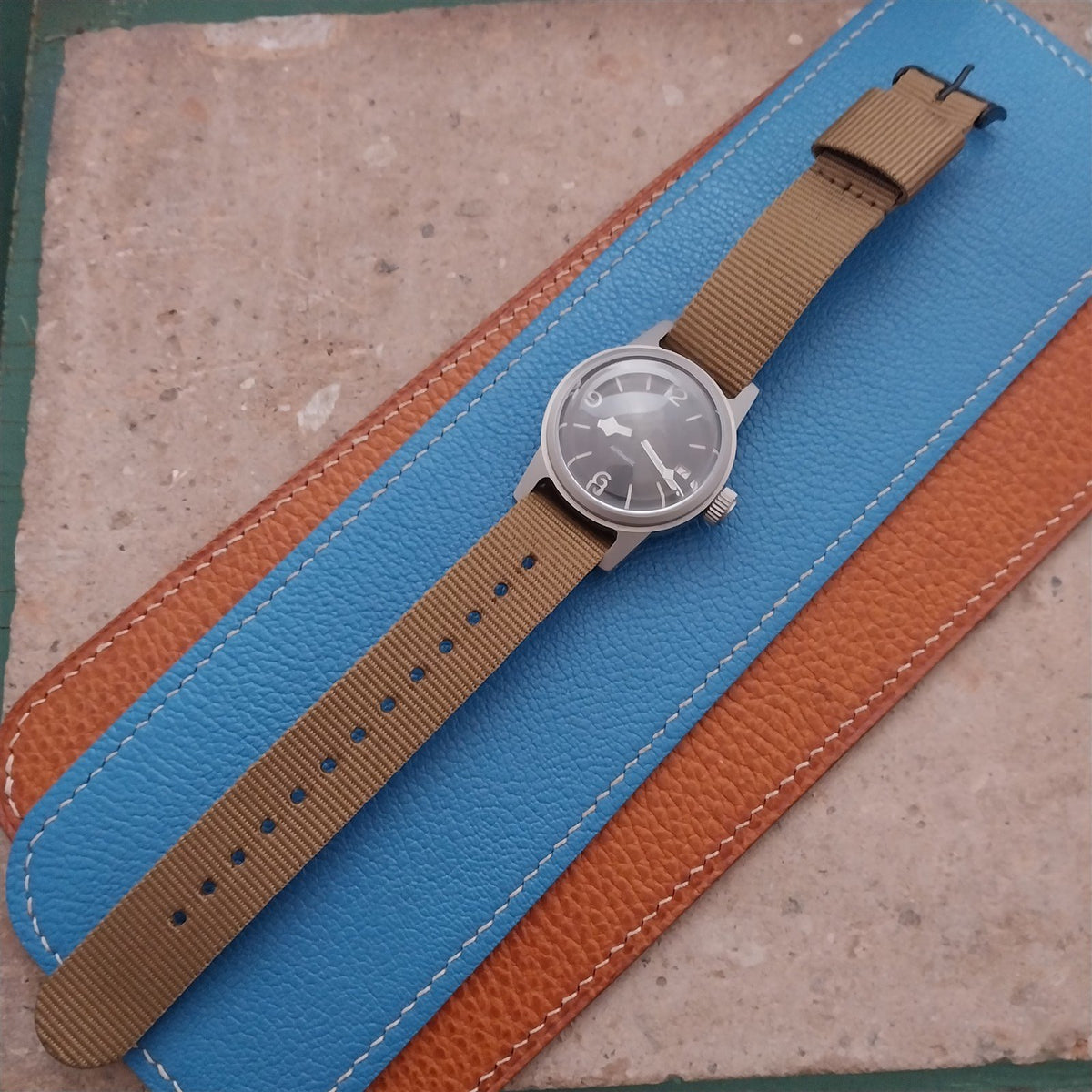 18mm RAF Style Khaki Nylon Single-Pass Field Watch Strap