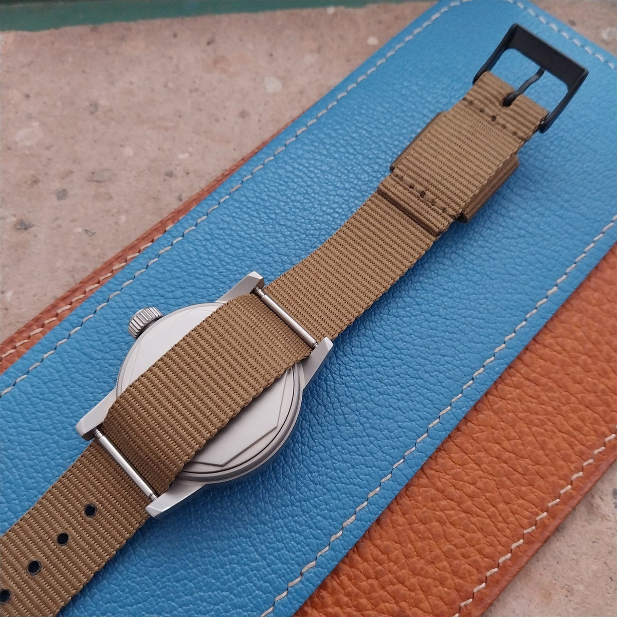 18mm RAF Style Khaki Nylon Single-Pass Field Watch Strap