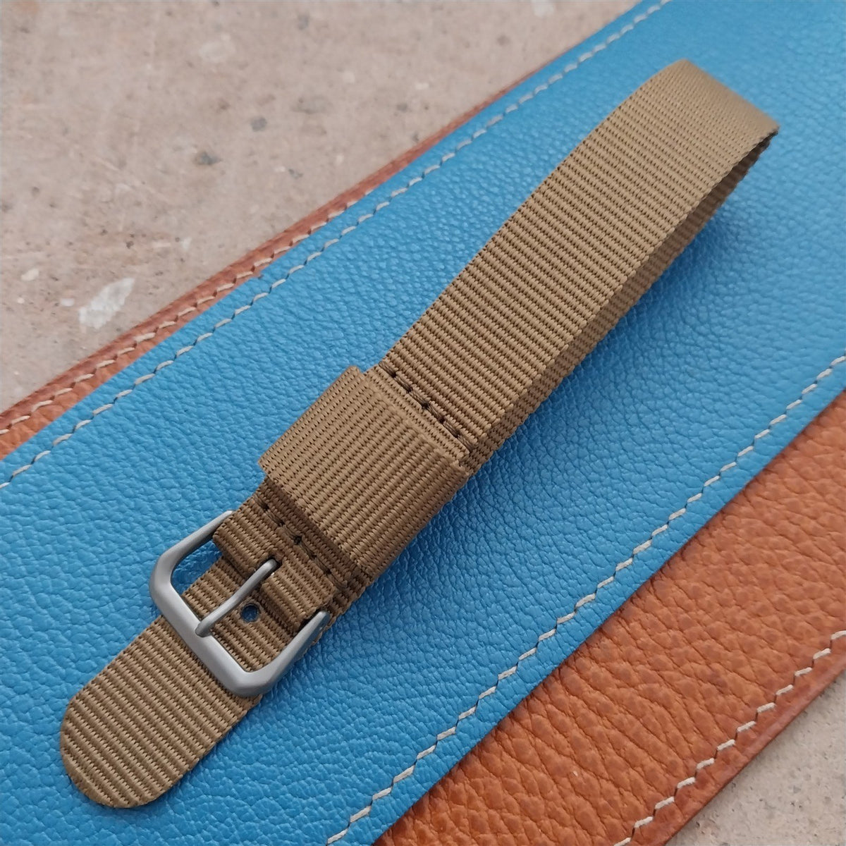 18mm RAF Style Khaki Nylon Single-Pass Field Watch Strap