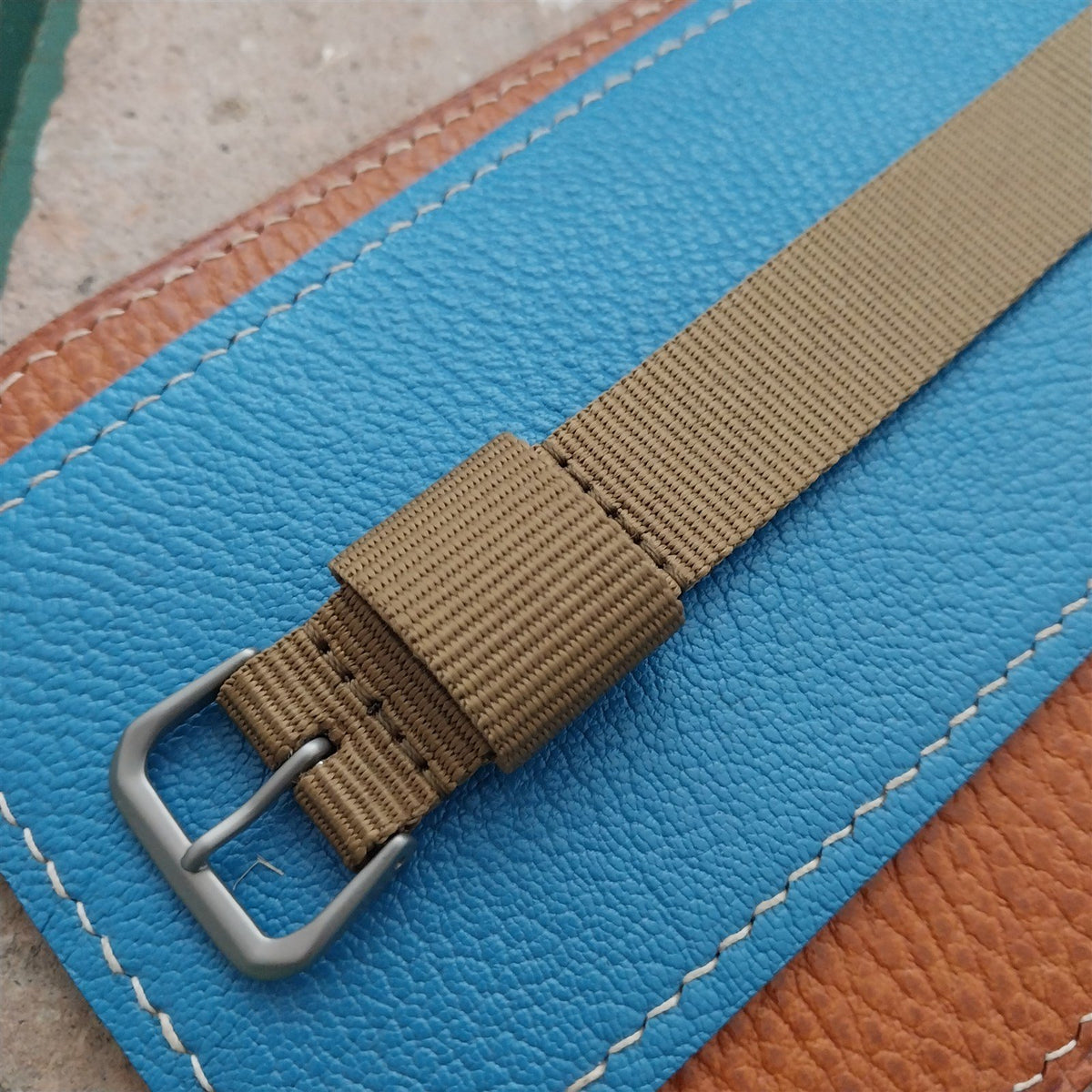18mm RAF Style Khaki Nylon Single-Pass Field Watch Strap