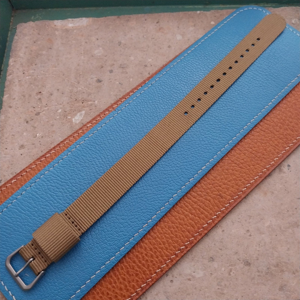 18mm RAF Style Khaki Nylon Single-Pass Field Watch Strap