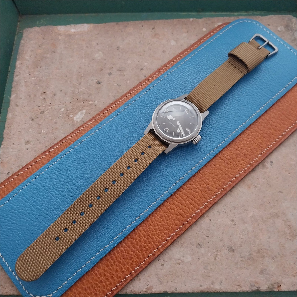 18mm RAF Style Khaki Nylon Single-Pass Field Watch Strap