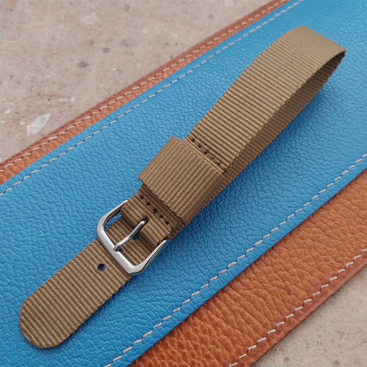 18mm RAF Style Khaki Nylon Single-Pass Field Watch Strap