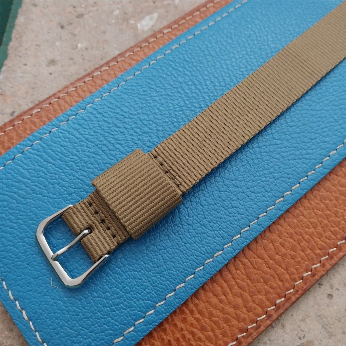 18mm RAF Style Khaki Nylon Single-Pass Field Watch Strap