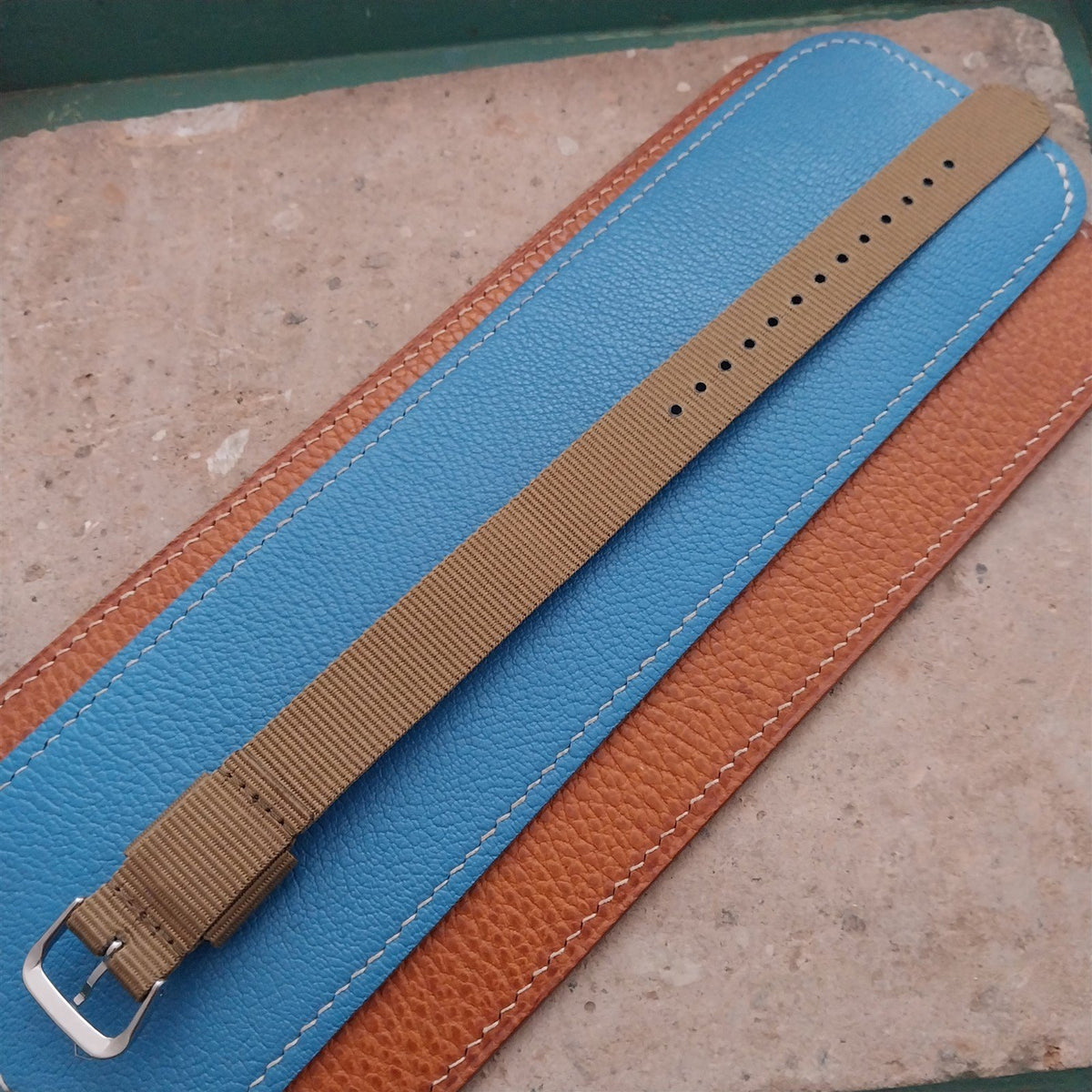 18mm RAF Style Khaki Nylon Single-Pass Field Watch Strap